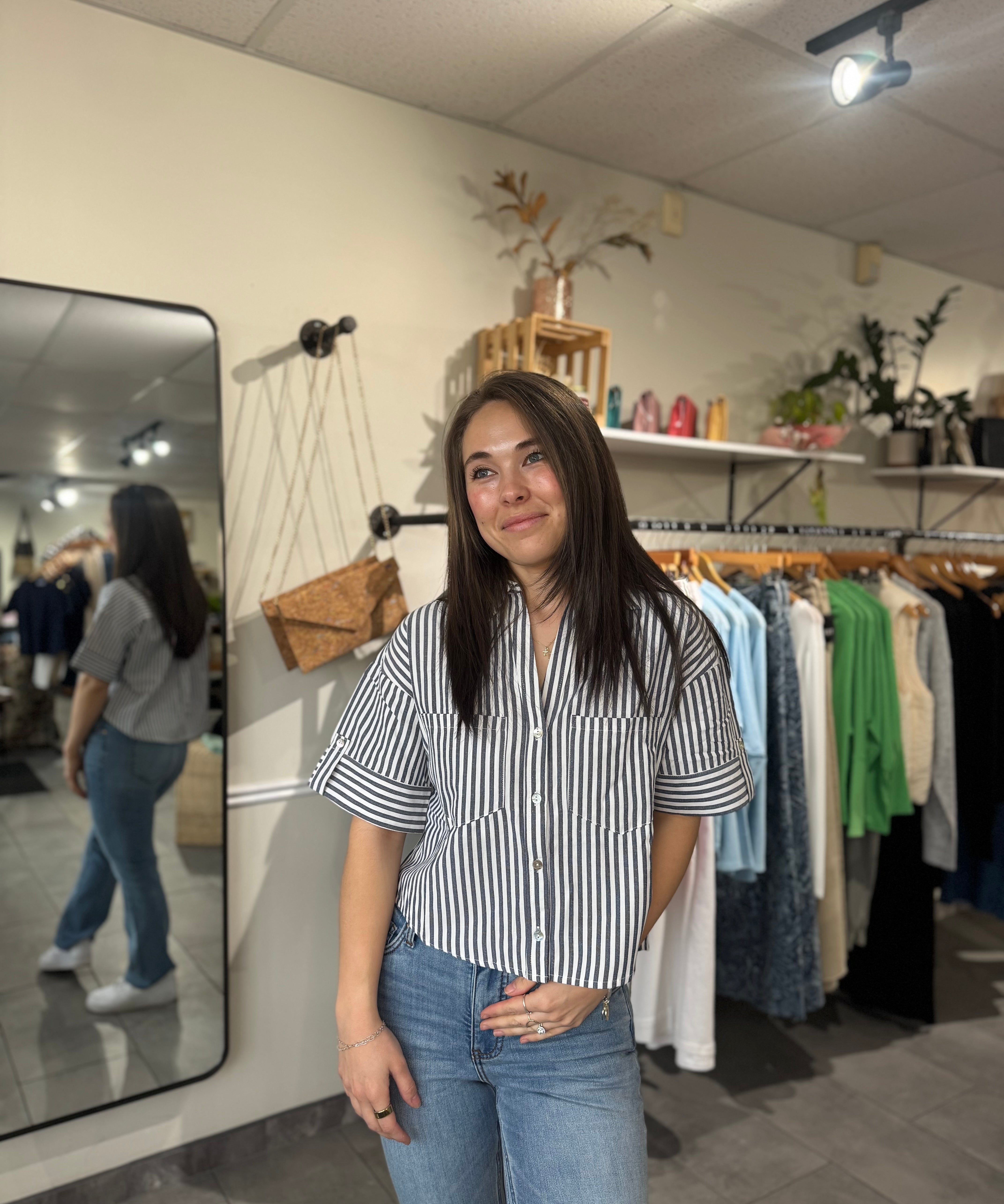 Harper Top | Striped Denim