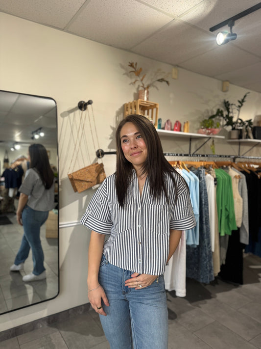 Harper Top | Striped Denim