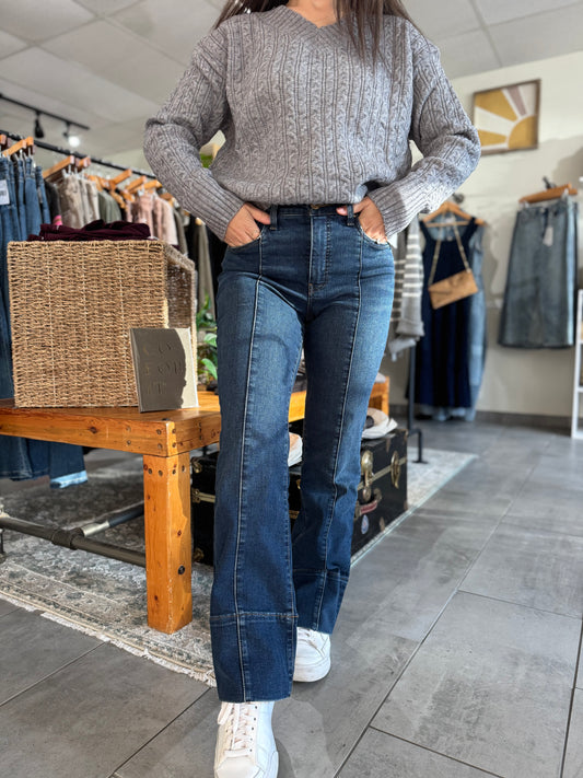 Kelsey High Rise Ankle Flares with Front Seam - Envision