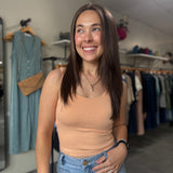 Seamless & Padded Scoop Neck Tank | Peachy Orange