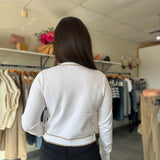 Renley Crew Neck Contrast Hem Sweater | Ivory/Camel