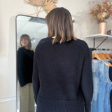 Raglan Long Sleeve Side Slit Sweater - Black