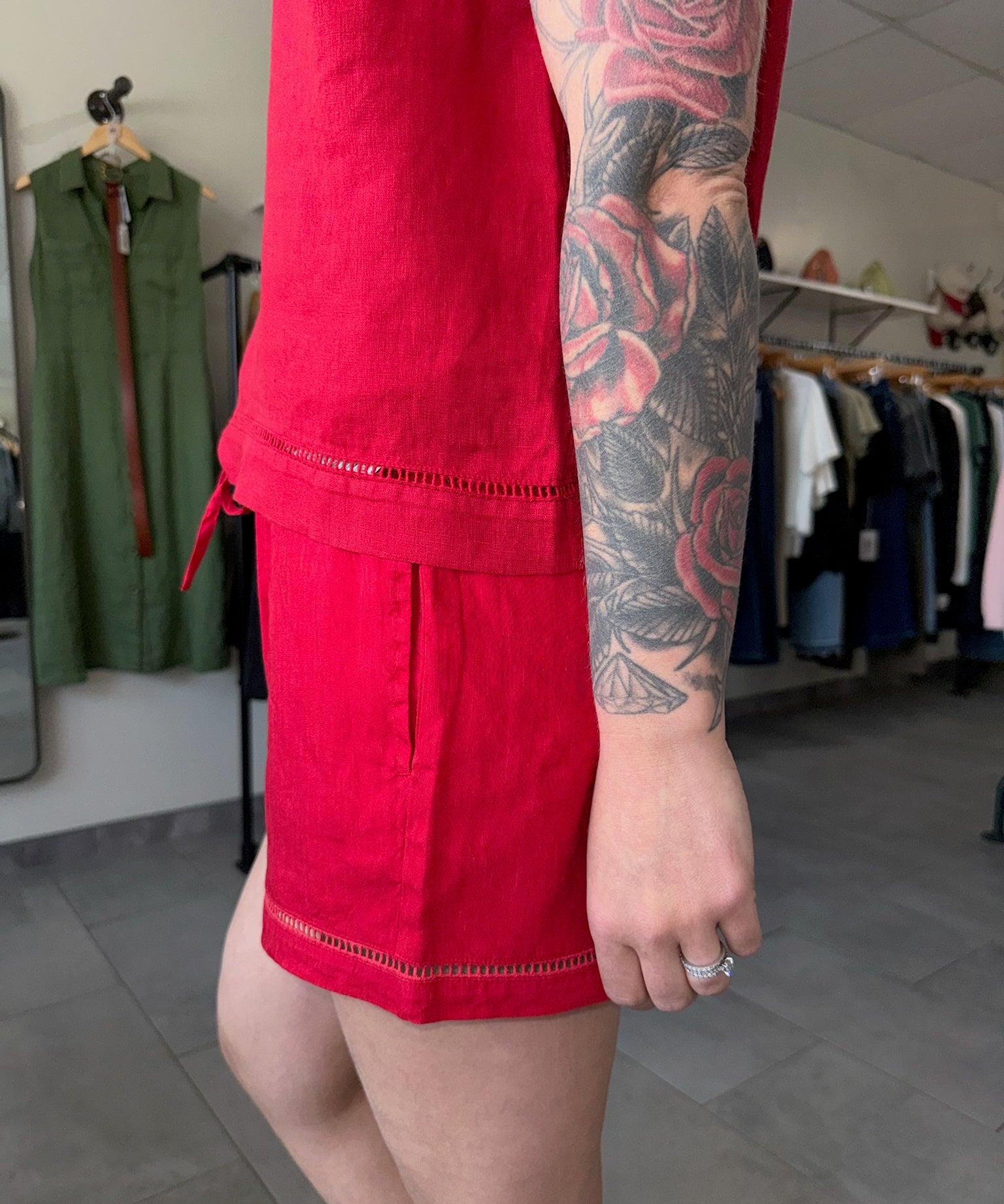 Aria Tie Front Shorts | Tomato