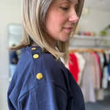Erin Shoulder Button Tee | Navy