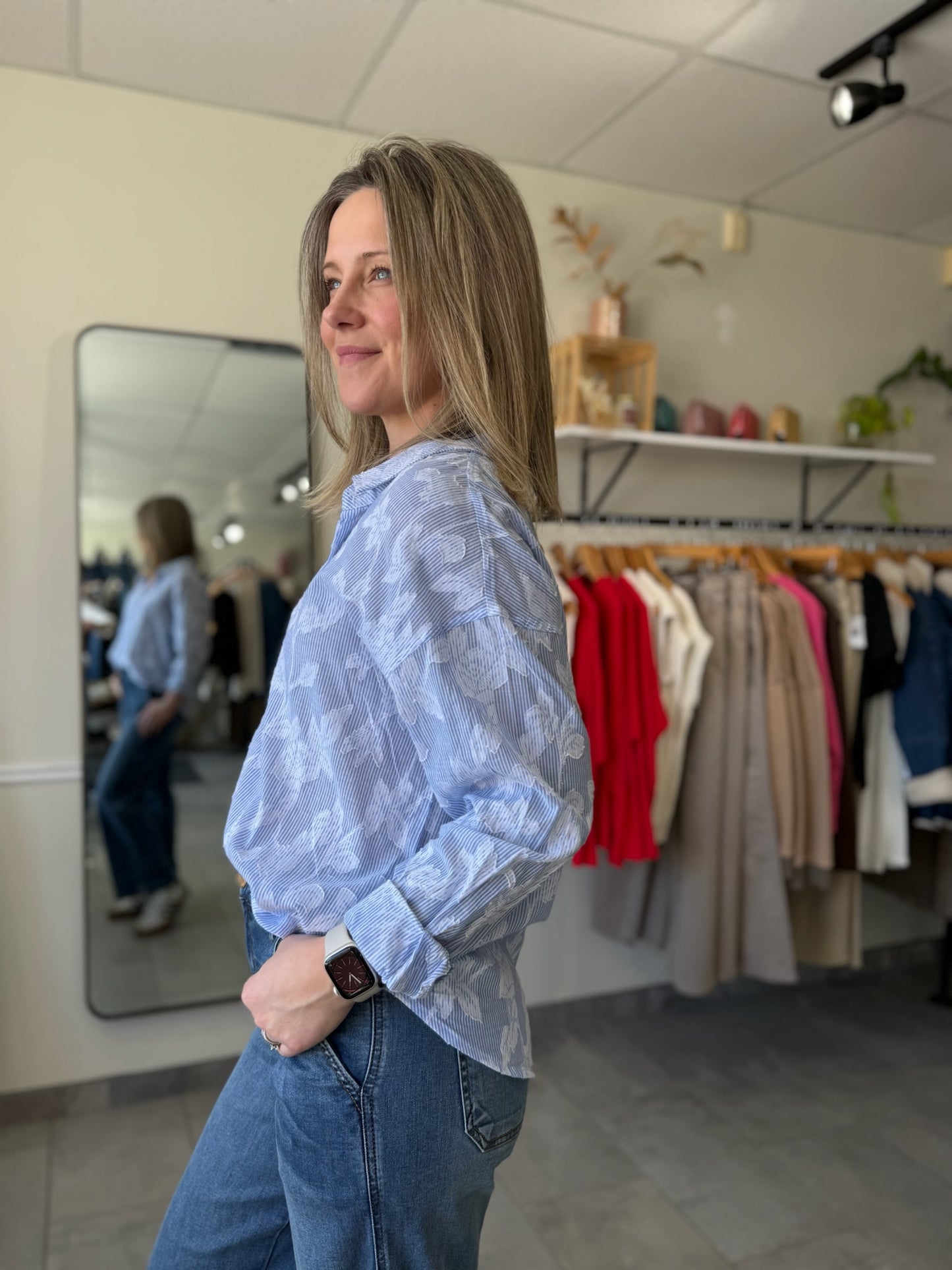 Adrianna Shirt | Floral Burnout