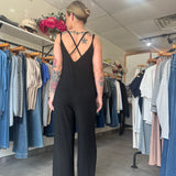 Criss-Cross Back Wide Leg Jumpsuit | Black