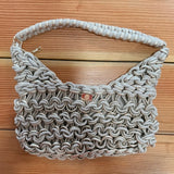 Megan Woven Handbag | Tan & Rose Gold