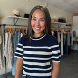 Simone Sweater | Black Iris Stripe
