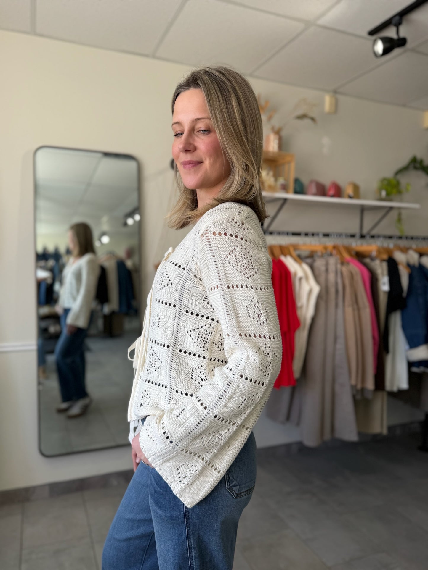 Daisy Crochet Sweater | Vintage Cream