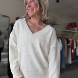 Lecia Relaxed Fit V-Neck Sweater | Vintage Cream