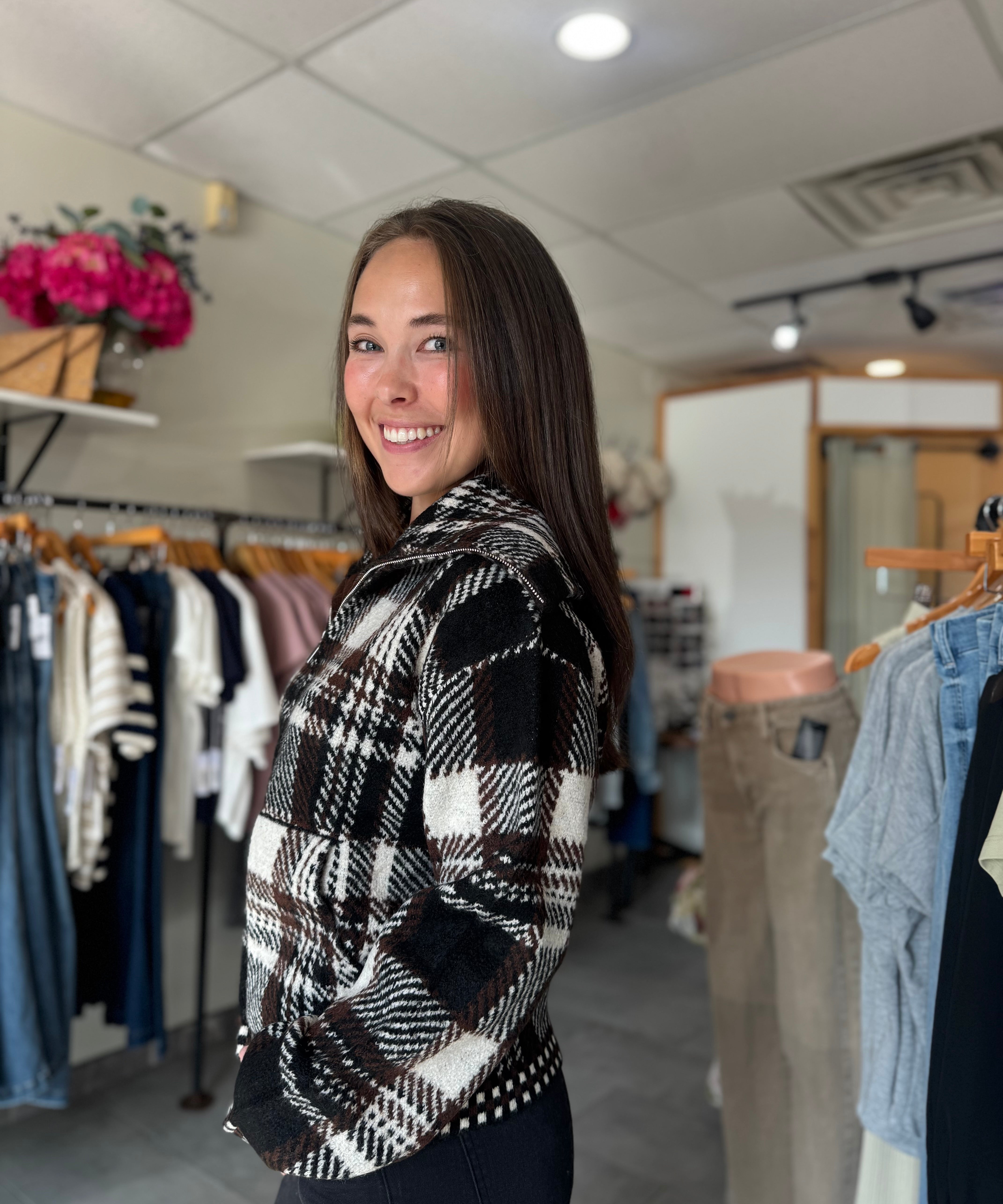 Rue Zip-Up Sweater Knit Jacket | Chocolate