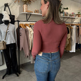 Seamless Ribbed Crop Top | Dusty Red