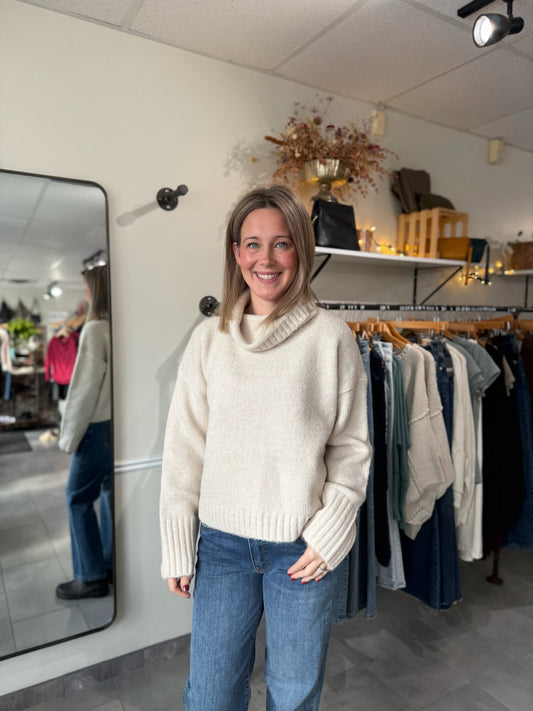 Evangeline Cowl Neck Sweater | Oatmeal
