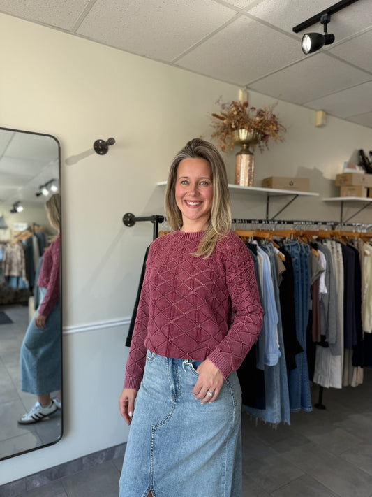 Colette Vintage Washed Sweater - Bordeaux