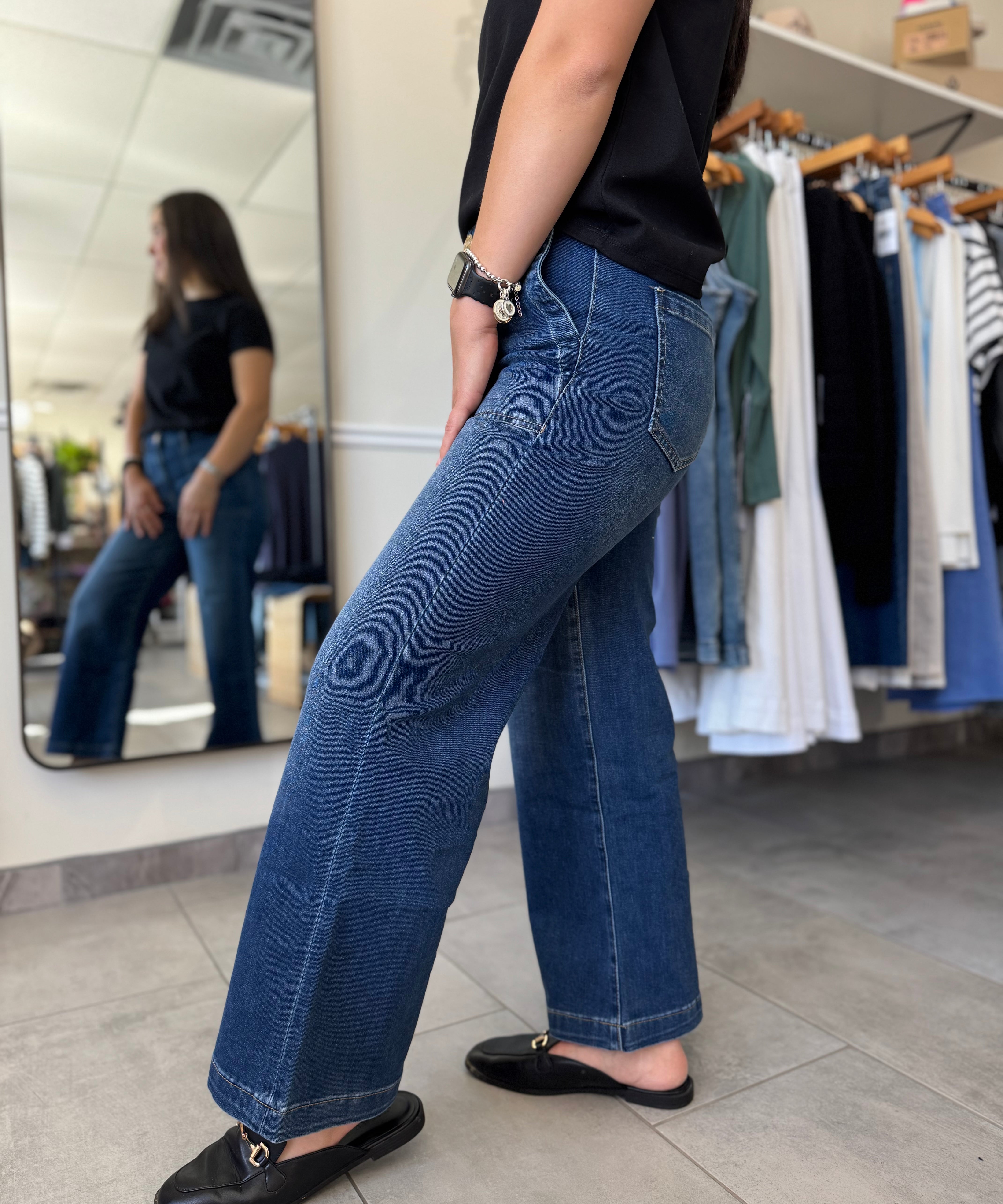 Meg High Rise Wide Legs - Dark Wash