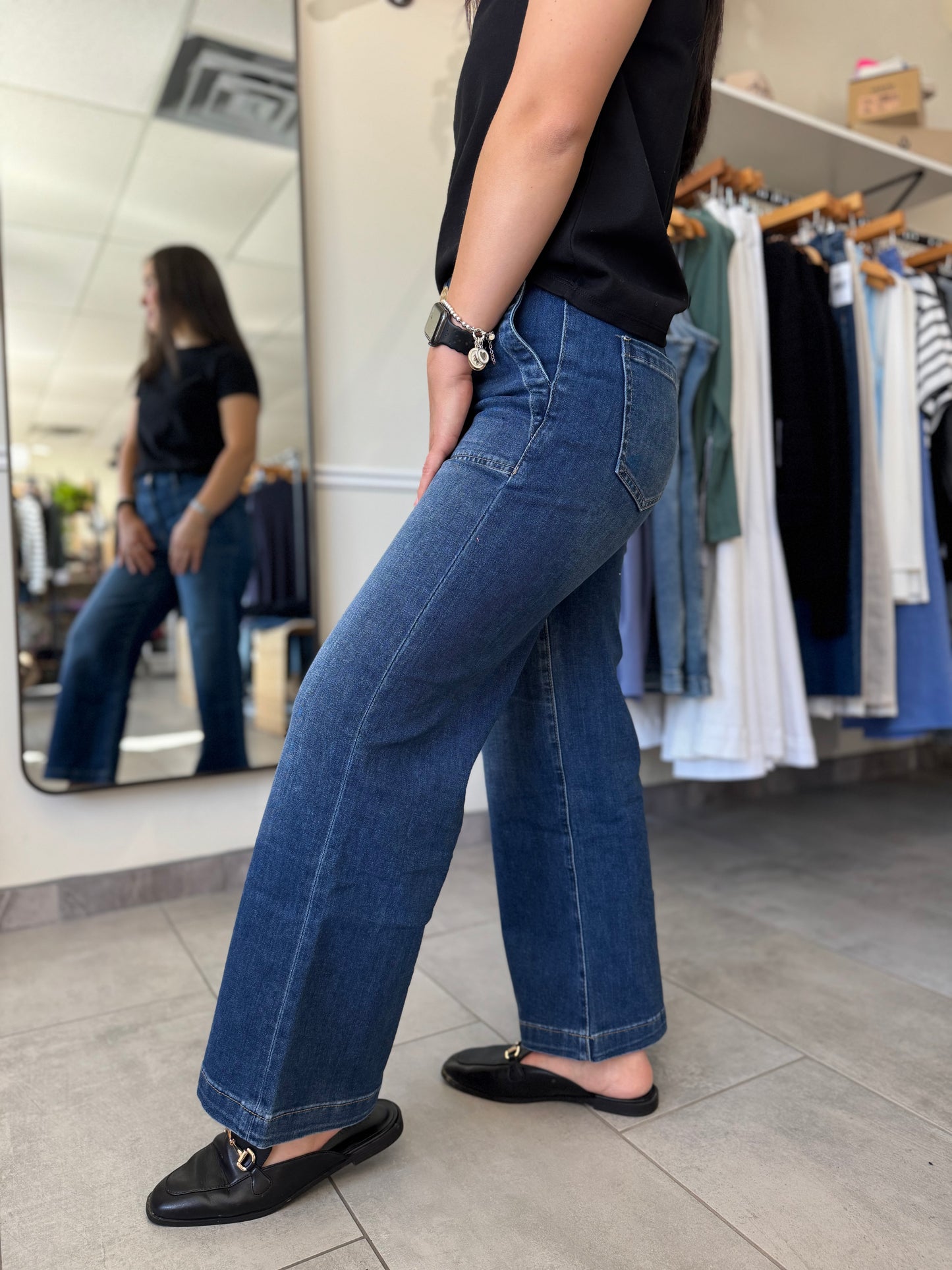 Meg High Rise Wide Legs - Dark Wash