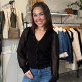Celeste Mixed Media Sweater | Black
