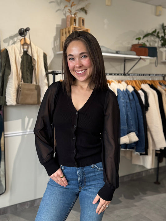 Celeste Mixed Media Sweater | Black