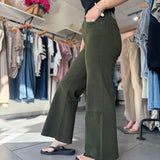 Meg High Rise Fab Ab Wide Leg Jeans | Tuscan Olive