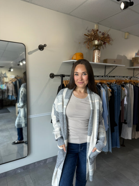 Plaid Oversized Cozy Knit Cardigan