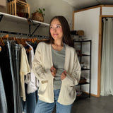 Cozy Oversized Open-Front Cardigan - Cream