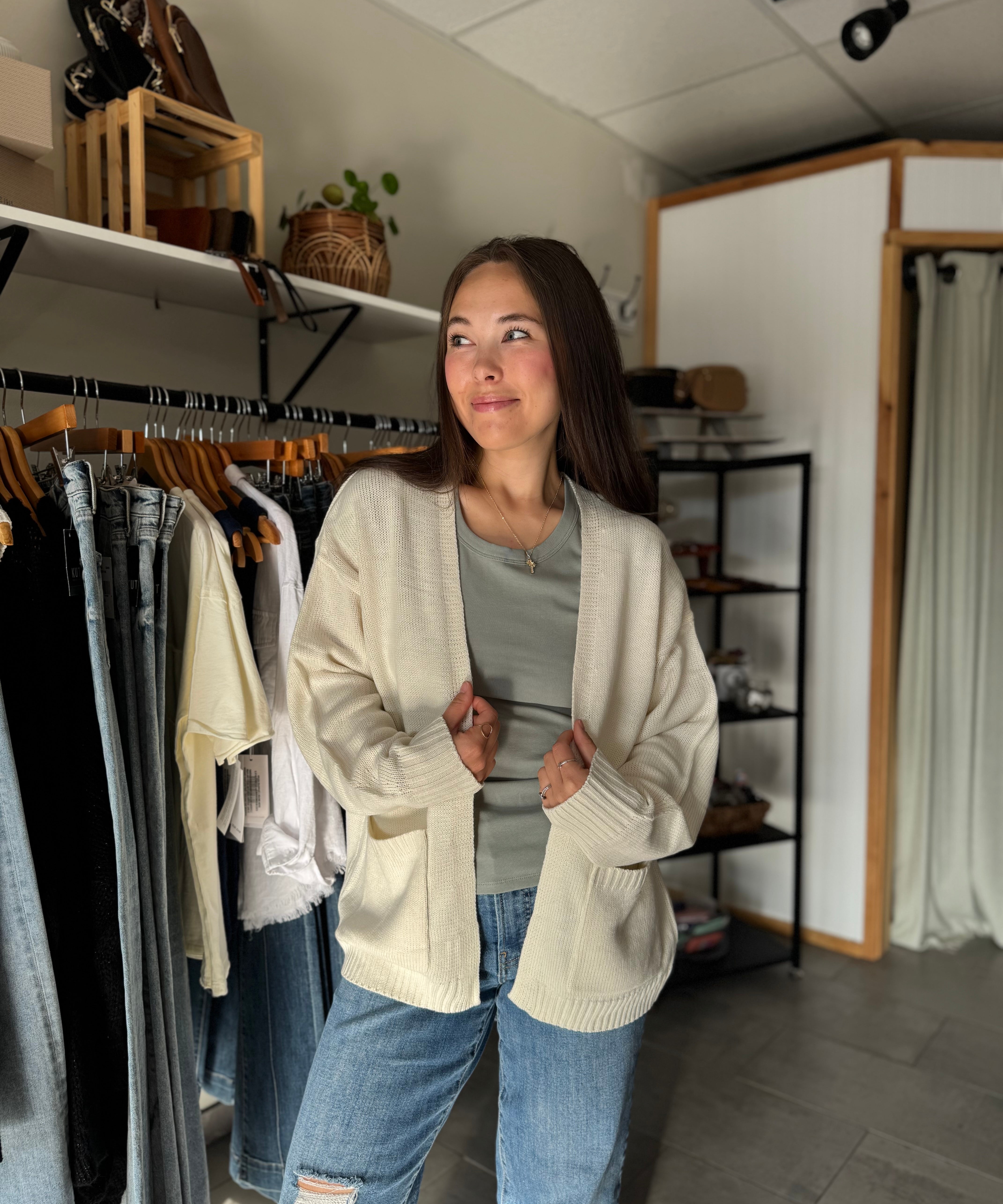 Cozy Oversized Open-Front Cardigan - Cream