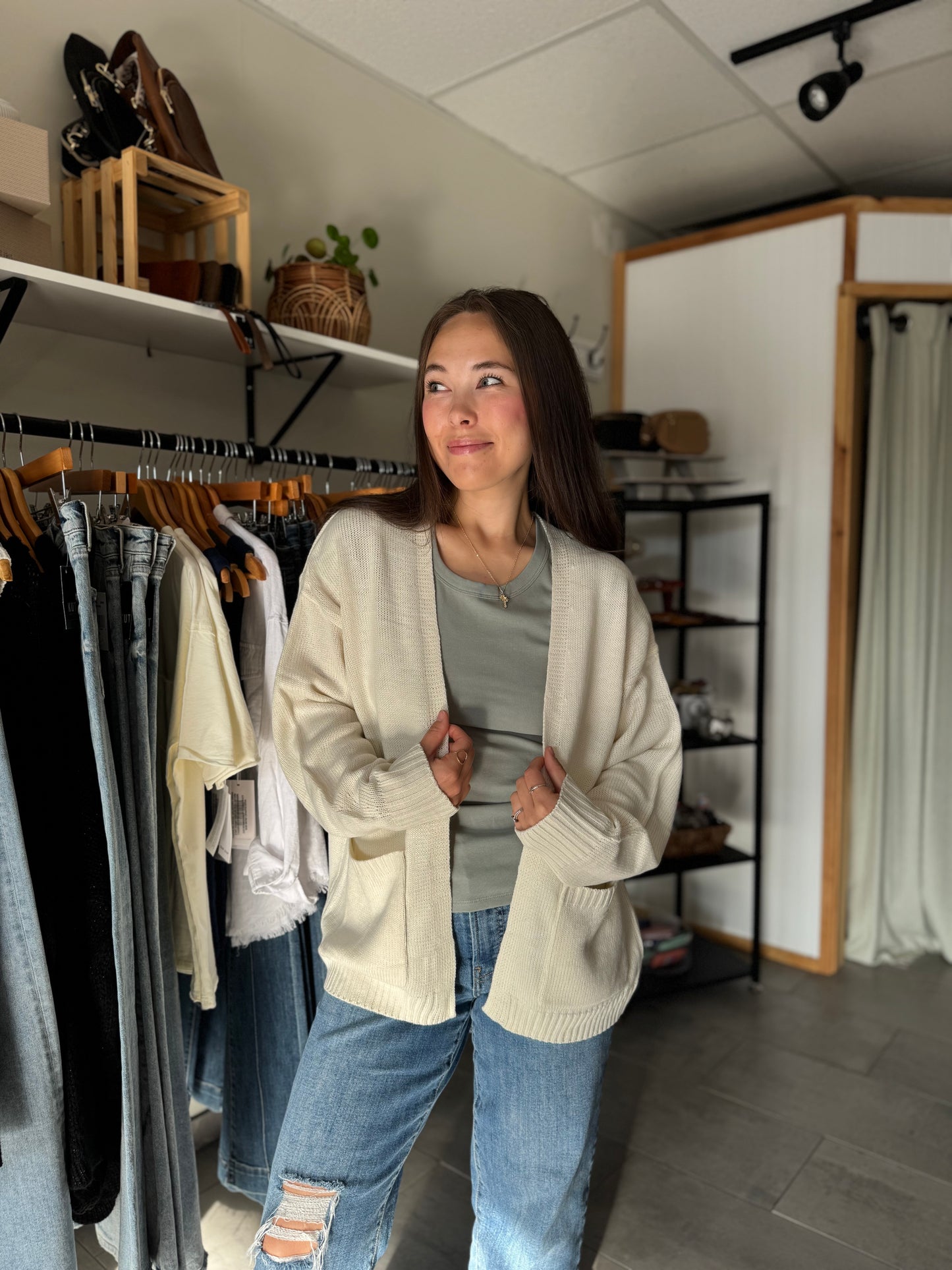 Cozy Oversized Open-Front Cardigan - Cream