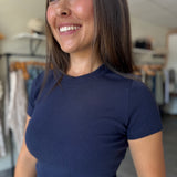 Langley Rib Top | Navy