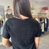 Evangelina Stripe V-Neck Sweater | Black
