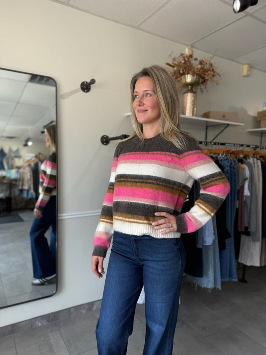 Elvira Striped Crew Sweater
