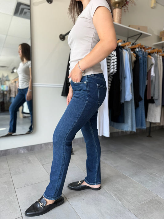 Blair Mid Rise Slim Straight Jeans - Riviera