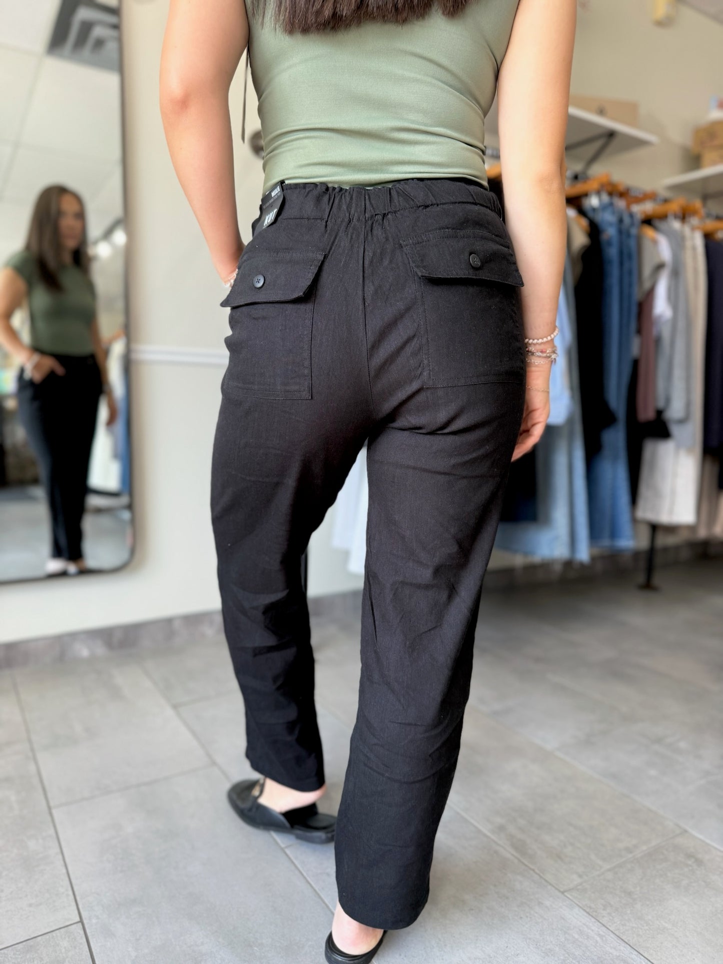 Rosalie Linen Drawstring Pant - Black