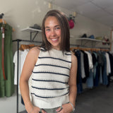 Sarinna Sleeveless Top | Black Iris Stripe