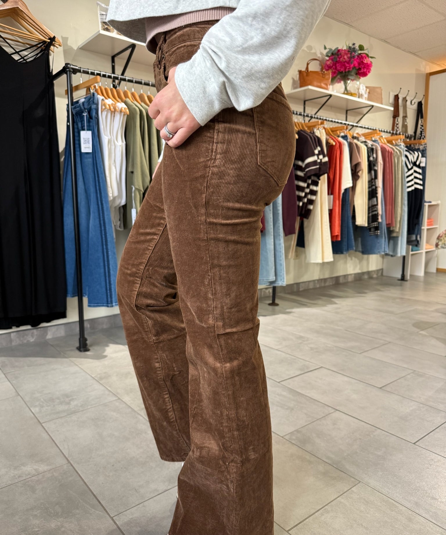 Florence Bootcut Pinwale Corduroy Pants | Cappuccino