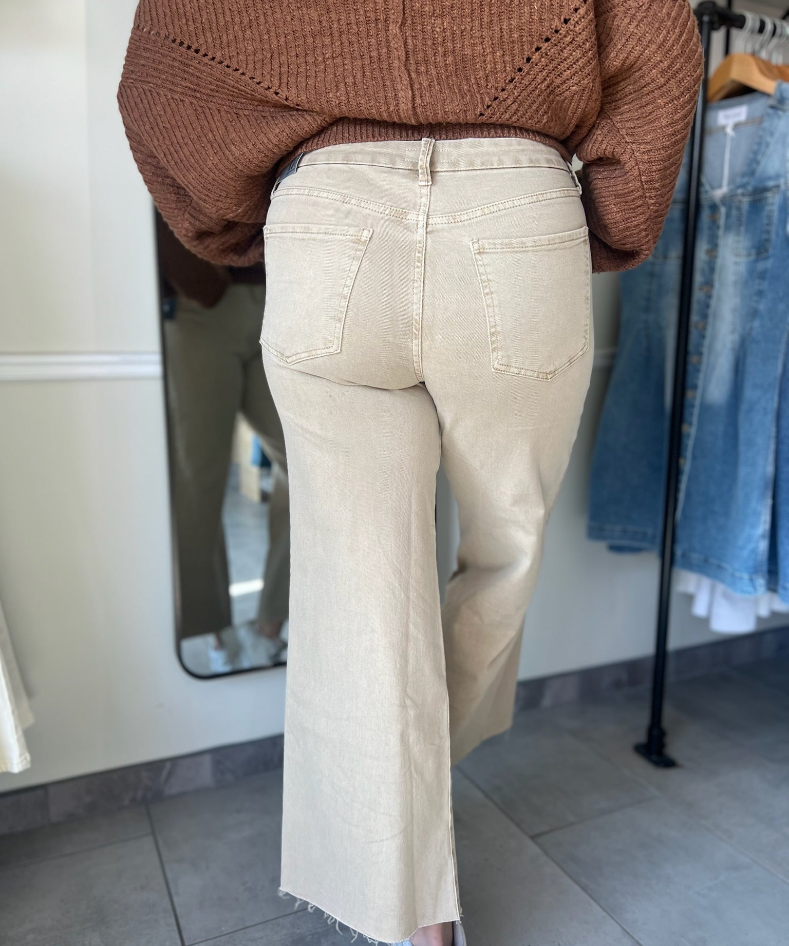 Meg High Rise Wide Legs - Biscuit