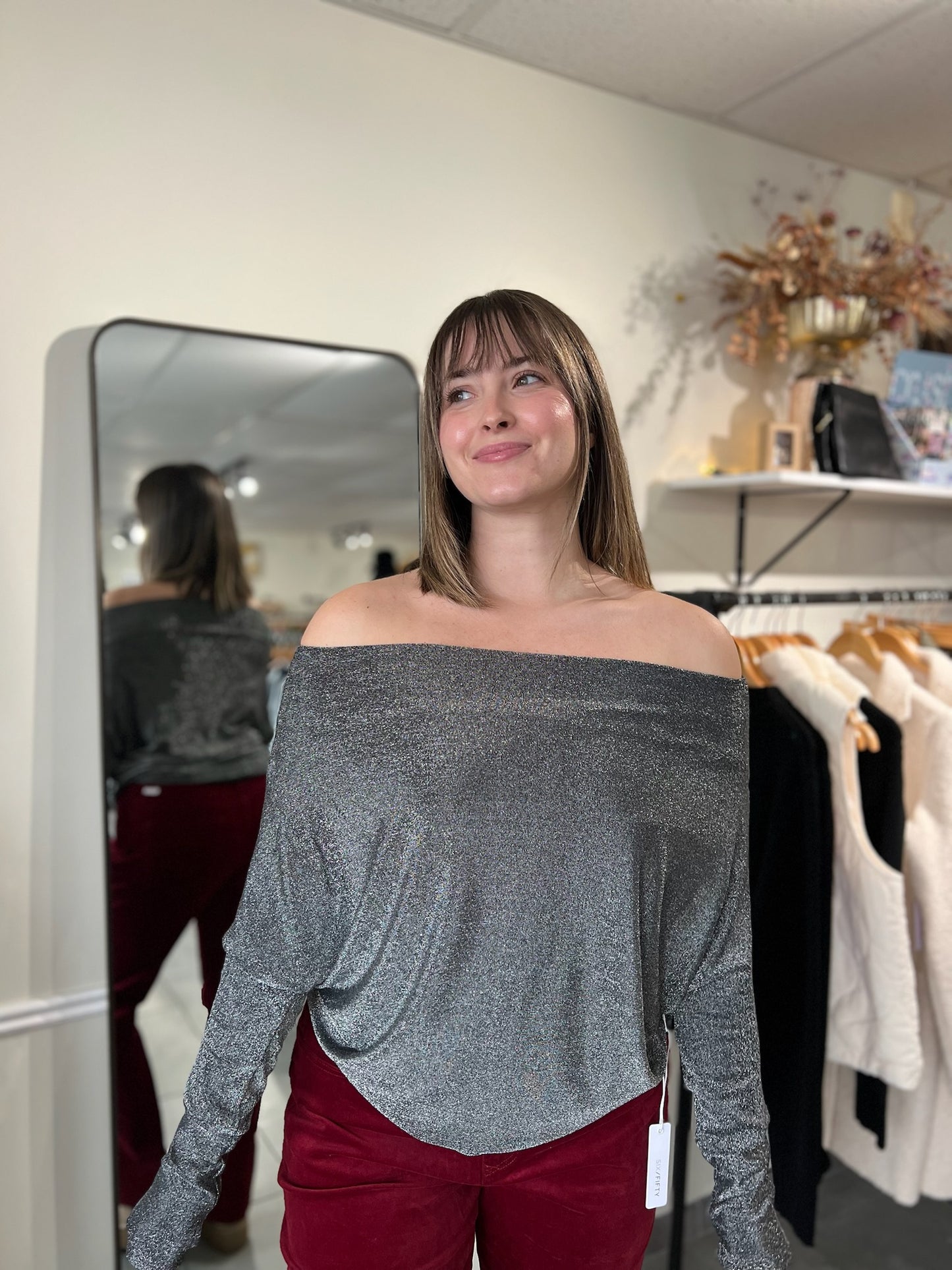 The Anywhere Top -  Silver Lurex