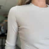 Noelie Scoop Neck Rib Knit Top | Taupe