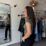 Seamless Crew Neck Short Sleeve Top - Smokey Olive