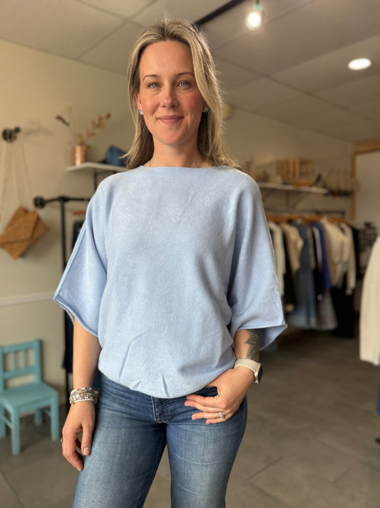 Super Soft 3/4 Sleeve Dolman Sweater | Light Blue