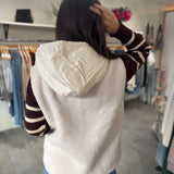 Sherpa Fleece Hooded Vest | Ecru