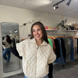 Charlston Quilted Short Sleeve Jacket | Butter Milk