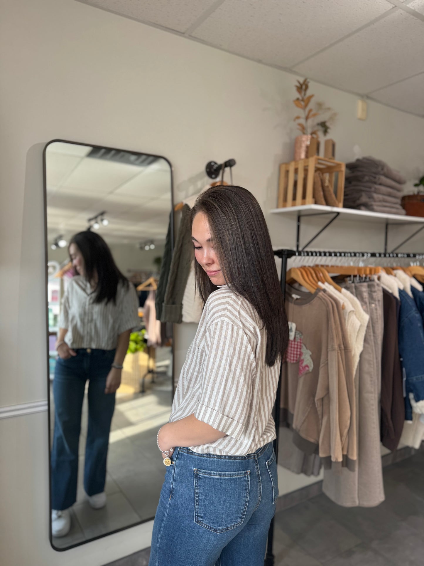 Donna Top | Taupe Stripe