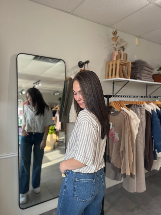 Donna Top | Taupe Stripe