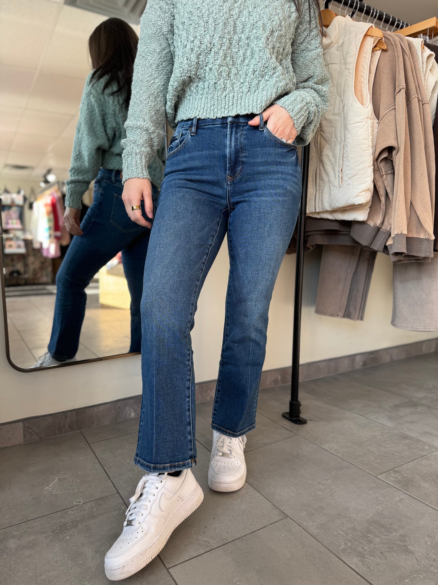 Jeanne Ankle Flare Jeans | Evergreen