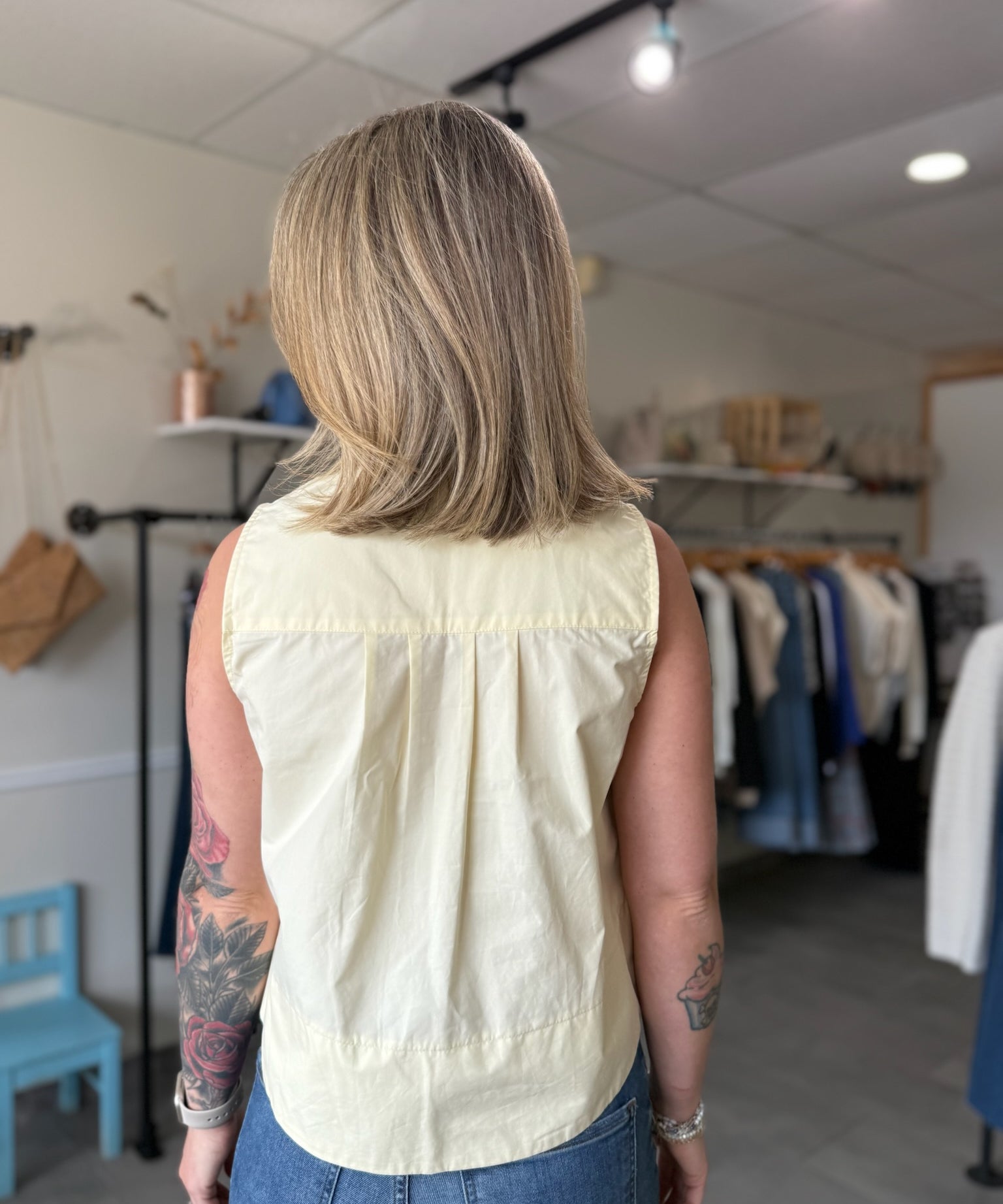 Monroe Poplin Top | Butter Yellow