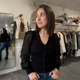 Celeste Mixed Media Sweater | Black