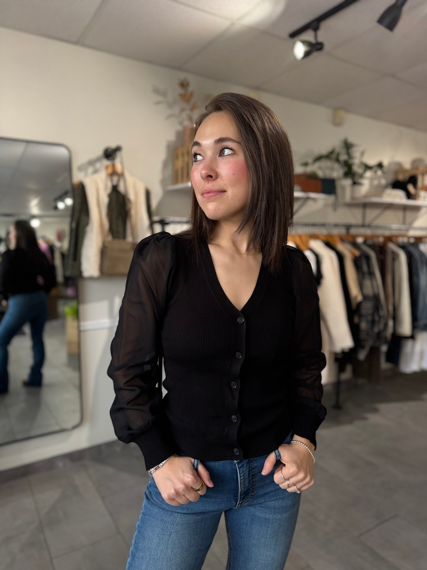 Celeste Mixed Media Sweater | Black