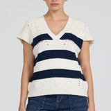 Una Sweater | Black Iris Stripe