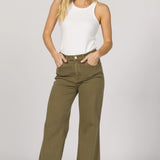 Fiona Wide Leg Jeans - Olive Branch