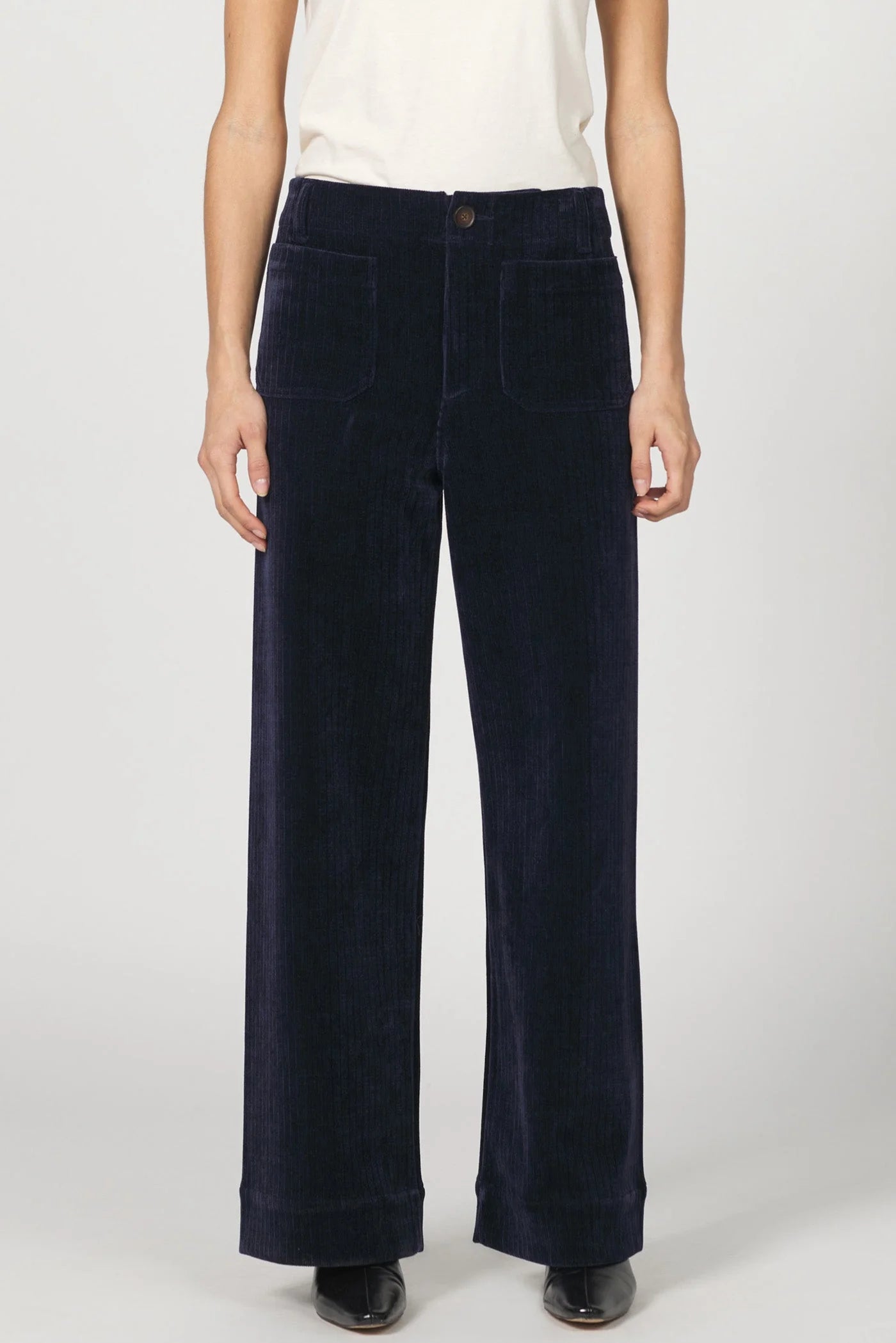 Audrey Wide Leg Corduroy Pants | Black Iris